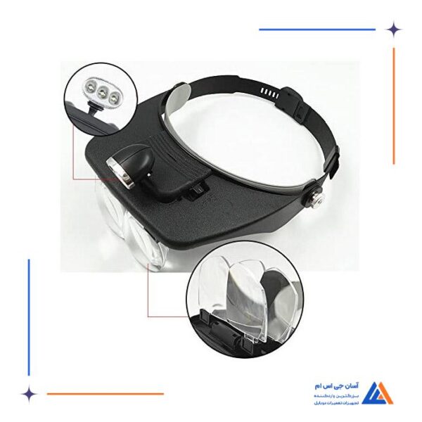 ذره بین لوپ هدبندی  4 لنز و چراغ LED - Image 2