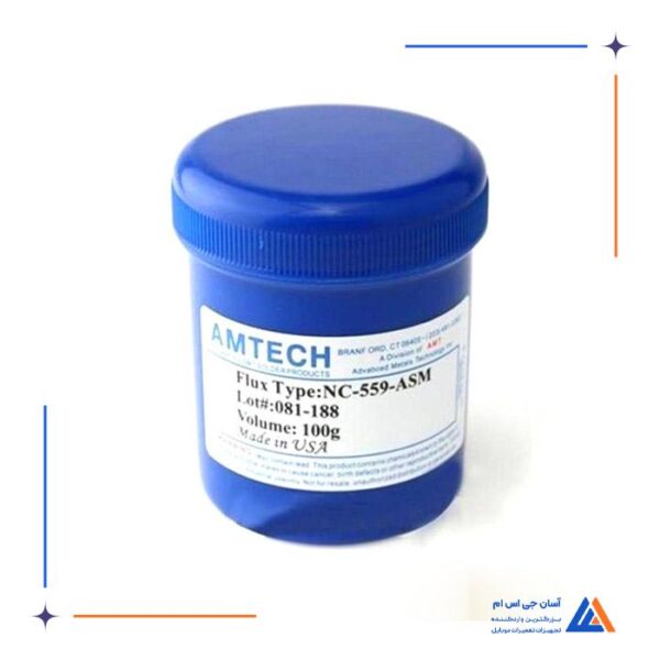 خمیر و روغن فلکس AMTECH NC-559-ASM 100gr مناسب لحیم کاری برد گوشی موبایل
